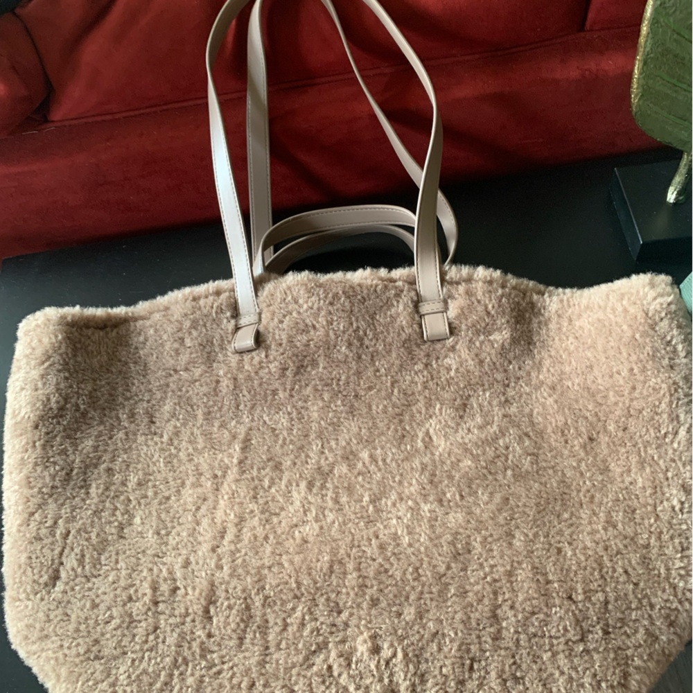 Cozy Tan Shearling Tote Bag